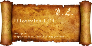 Milosevits Lili névjegykártya